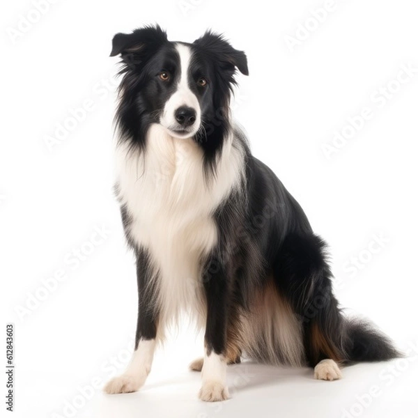 Fototapeta Border Collie dog isolated on white background. Generative AI