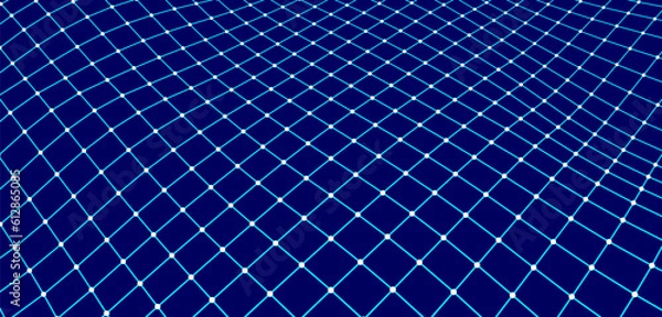 Obraz Vector grid. 3d perspective background. Wireframe mesh. Vector technology background.