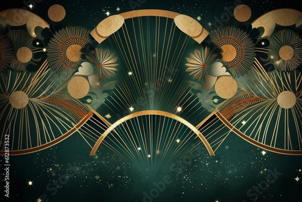 Fototapeta Generative ai. Art Deco Christmas abstract background