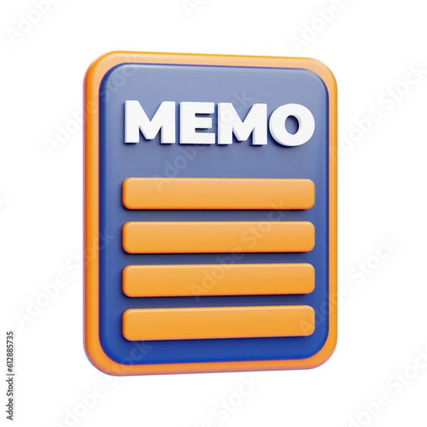 Fototapeta Memo File 3d illustration icon