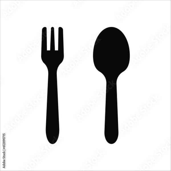 Fototapeta fork spoon and plate icon simple design art eps 10