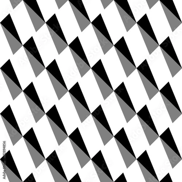 Fototapeta Repeated ornamented slanted strokes on white background. Seamless surface pattern design with polygons ornament. Blocks wallpaper. Diagonal triangles motif. Digital paper, print. Checkered vector art.