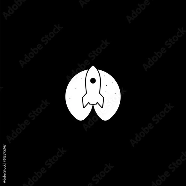 Fototapeta Rocket circle logo isolated on dark background