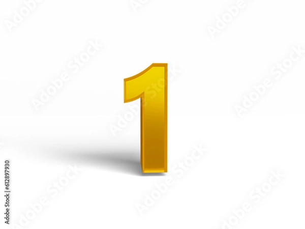 Obraz PSD 3d rendered number 1 isolated