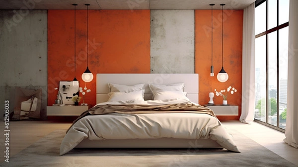 Fototapeta Bed room interior design with beautiful decoration 