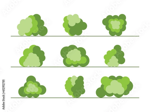 Obraz Bushes. Set of bushes created from circles of different colors. Vector