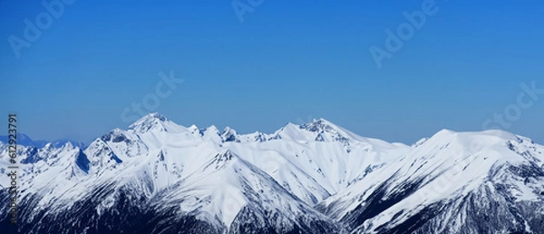 Fototapeta Snow Mountains Sunlight Build Wallpaper. Generative AI