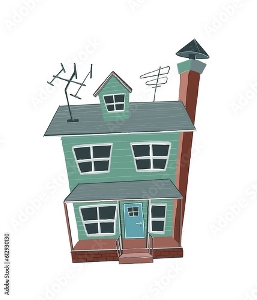 Obraz house in landscape with lantern . didgital drowing