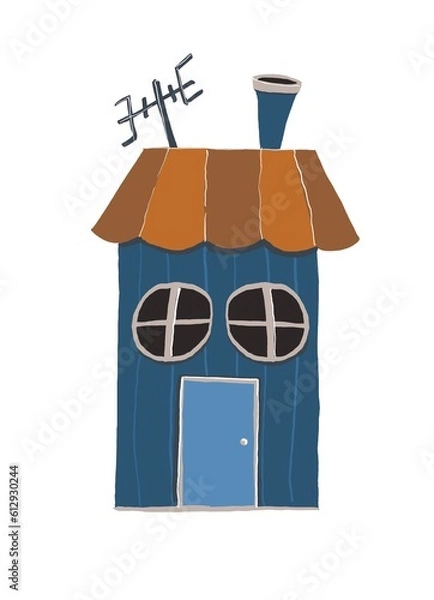 Obraz house in landscape with lantern . didgital drowing