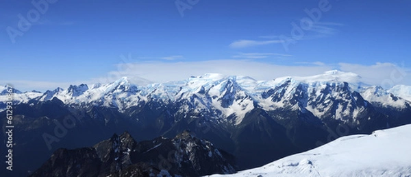 Fototapeta Snow Mountains Sunlight Build Wallpaper. Generative AI
