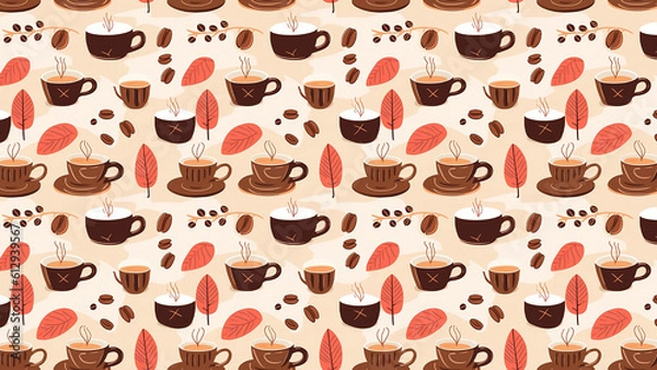 Obraz Background of coffee and cups (Generative AI)