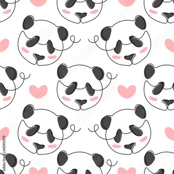 Obraz seamless pattern cute panda one line
