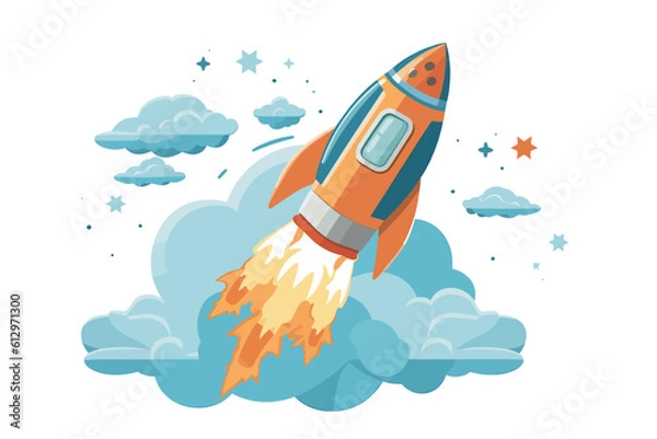 Obraz Rocket in space. Illustration