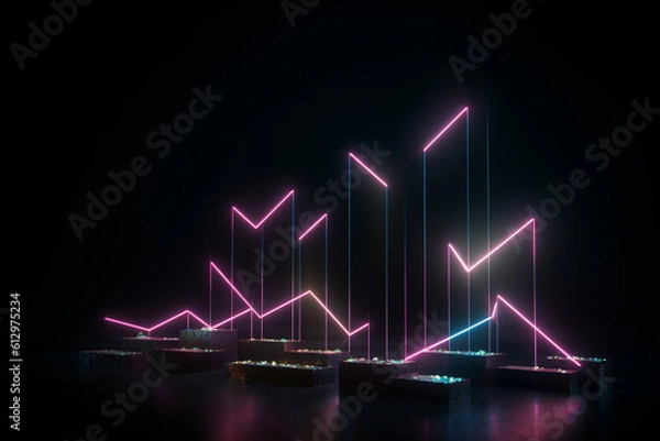 Obraz 3d render, abstract minimalist geometric background.