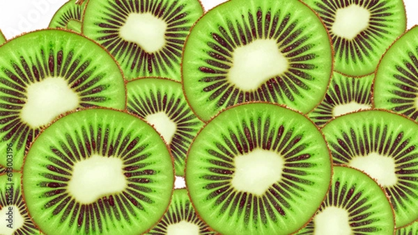 Fototapeta slices of a beautiful fresh special tropical fruit kiwi - generative ai