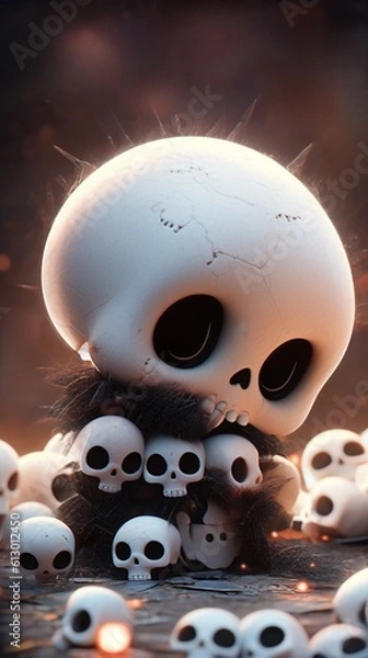 Obraz Cute and adorable Halloween or Day of the Dead sugar skull skeleton
