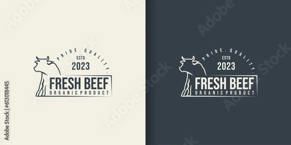 Obraz Abstract beef steak logo design. suitable for barbecue illustration logo