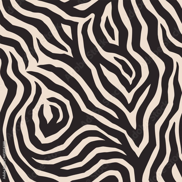 Fototapeta Abstract Zebra Seamless Pattern Beige and Black Colors. African Animal Skin Texture in Trendy Minimalist Style