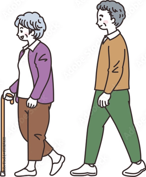 Fototapeta 散歩を楽しむ老夫婦