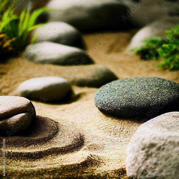 Fototapeta Finding Tranquility. Exploring the Serenity of a Japanese ZEN Garden. Generative AI