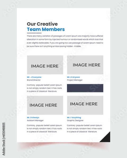 Fototapeta Brochure template layout design, brochure, annual report, minimal template layout design, template book cover, blue minimal business profile template layout, multipage blue brochure, paper, button