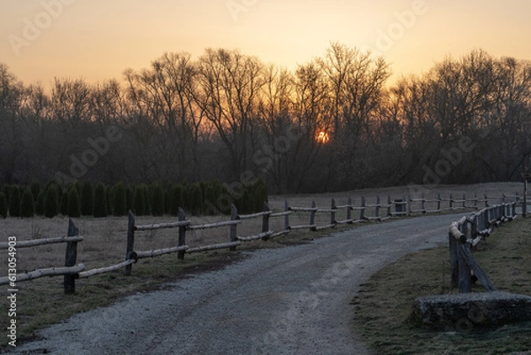 Fototapeta A calm May dawn in the countryside.