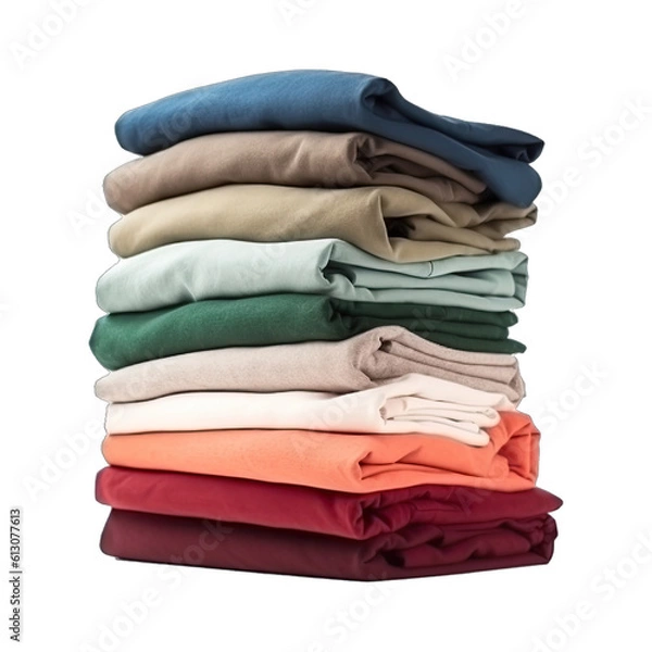 Fototapeta Folding T-shirt. Stack of clothes on transparent background. Laundry concept