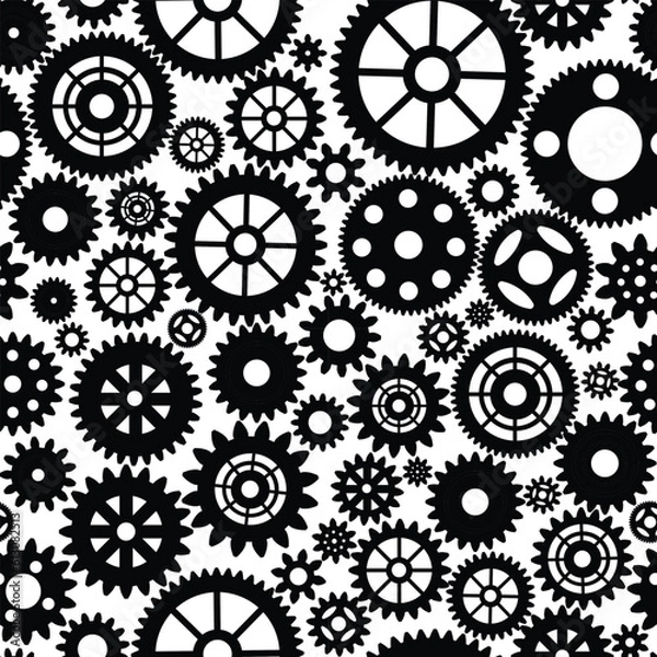 Fototapeta Seamless gear pattern. Vector illustration. Mechanical color pattern