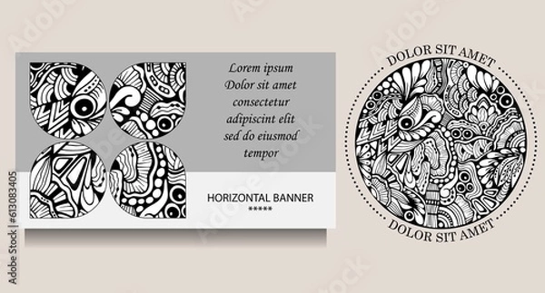 Fototapeta abstract background. cartoon floral doodle banner or card. template for invitation