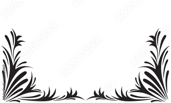 Obraz Floral ornament in the form of a horizontal frame. Isolated on white background vector single color decor.