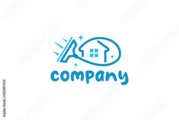 Obraz Creative logo design depicting a house with a window wiper ,designated to the cleaning industry.