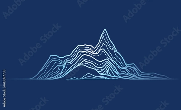 Fototapeta minimal abstract mountain art, wave topography strip line, illustration vector