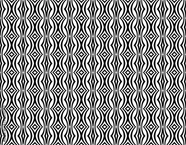 Fototapeta seamless pattern with code illustration black and white seamless pattern geometric arts zigzag striped diamond design texture element print tile damask monochrome line pattern.