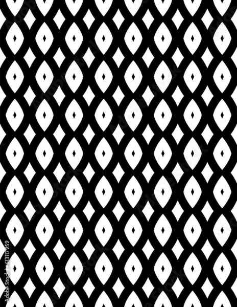 Fototapeta black and white seamless pattern geometric arts zigzag striped diamond design texture element print tile damask monochrome line pattern.