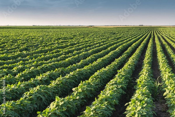 Fototapeta Soybean Field Rows