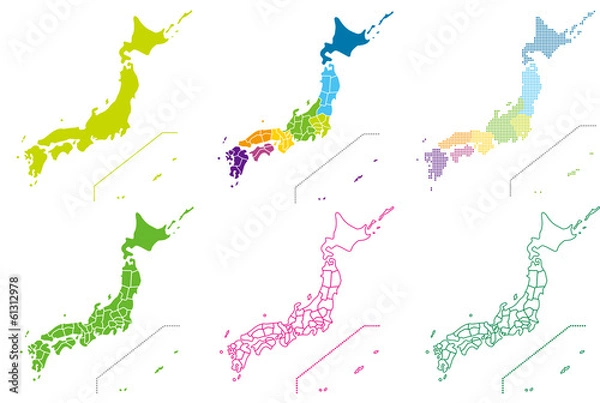 Obraz Zestaw projektu mapy Japonii