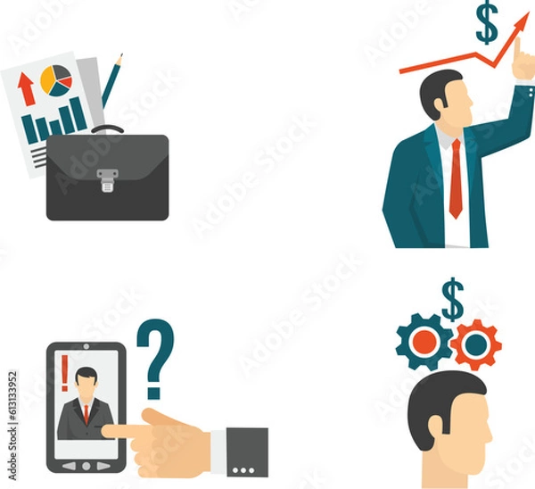 Fototapeta Business and Finance web icons in line style. Money, bank, contact, infographic. Icon collection. Vector illustration.