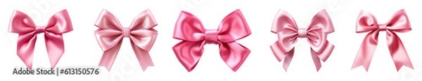 Fototapeta pink satin ribbon bow collection isolated on a transparent background