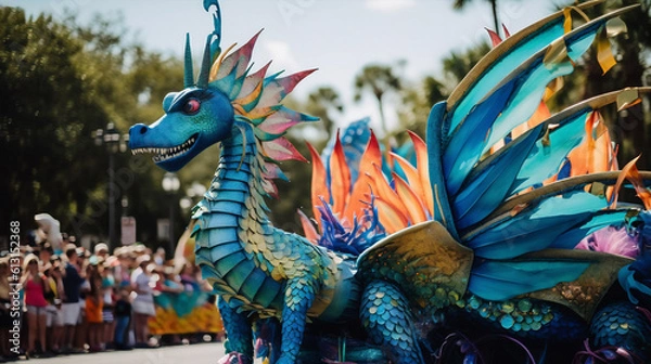 Obraz Fantasy Extravaganza: Witness the Mythical Creature Parade generative AI