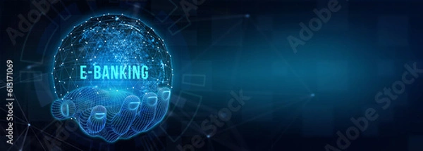 Fototapeta Online banking concept. E-Banking. 3d illustration