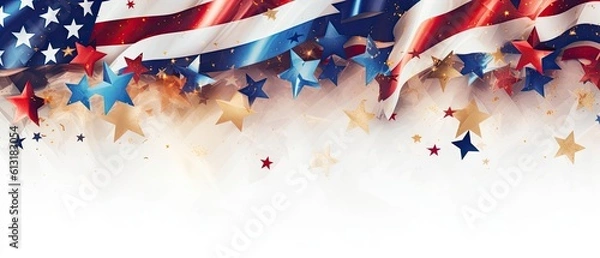 Obraz 4th of July American flag banner and background