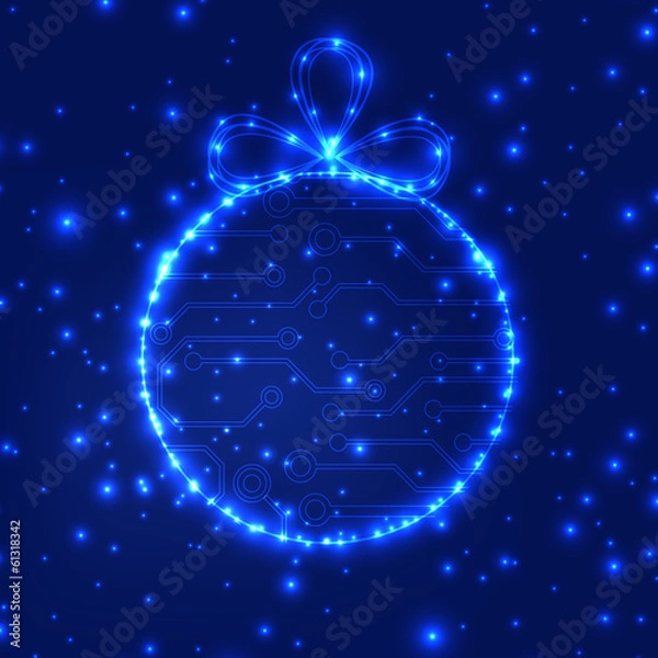 Obraz EPS10 vector circuit board ball christmas background texture