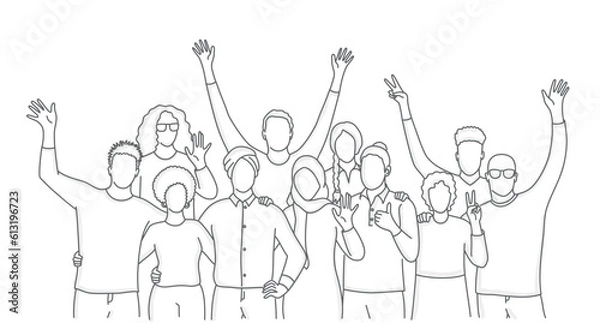 Obraz Friendly people wave.