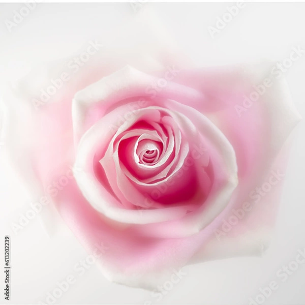 Fototapeta Delicate close up picture of a pink rose against a white background