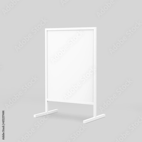 Fototapeta Blank Free Standing Poster Display Holder Metal Stand. 3d Illustration.