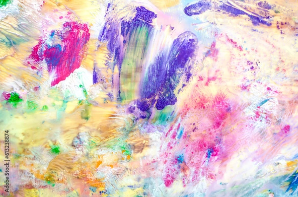 Fototapeta Textured abstract acrylic painting. Abstract art background. Color texture.