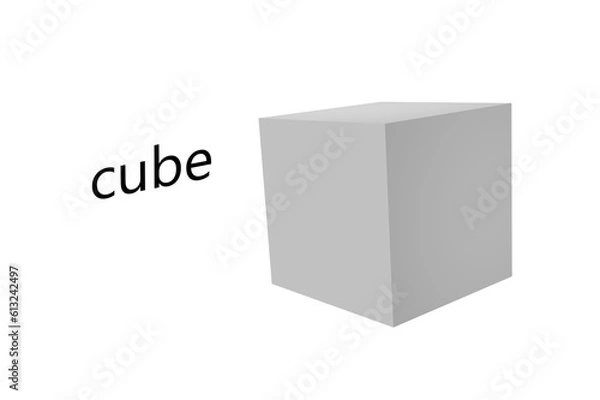 Obraz education for children geometric figure cube white background 3d rendering