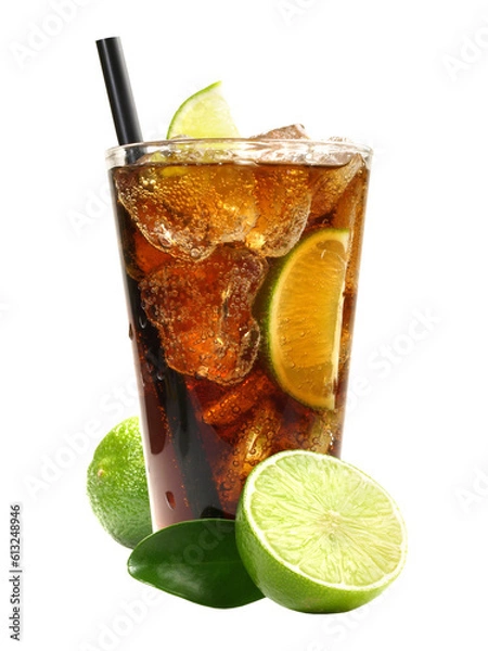 Obraz Cuba Libre - Cocktail with Cola and Ice on Transparent PNG Background