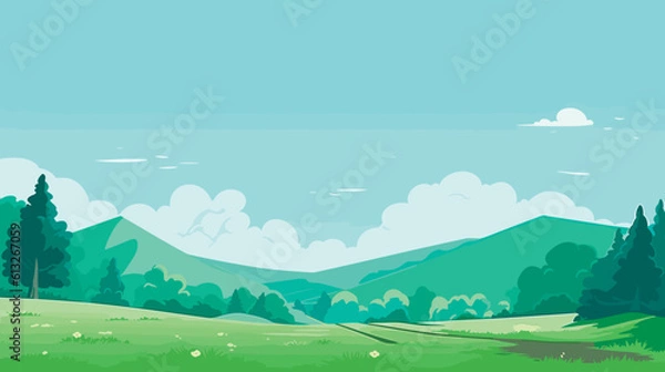 Fototapeta spring landscape background, simple, vector illustration