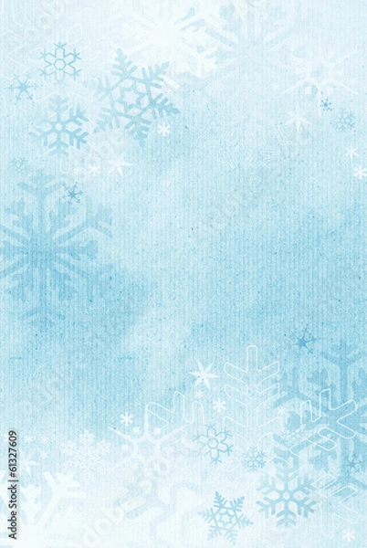 Fototapeta Textured winter snowflake background with room for copy space.